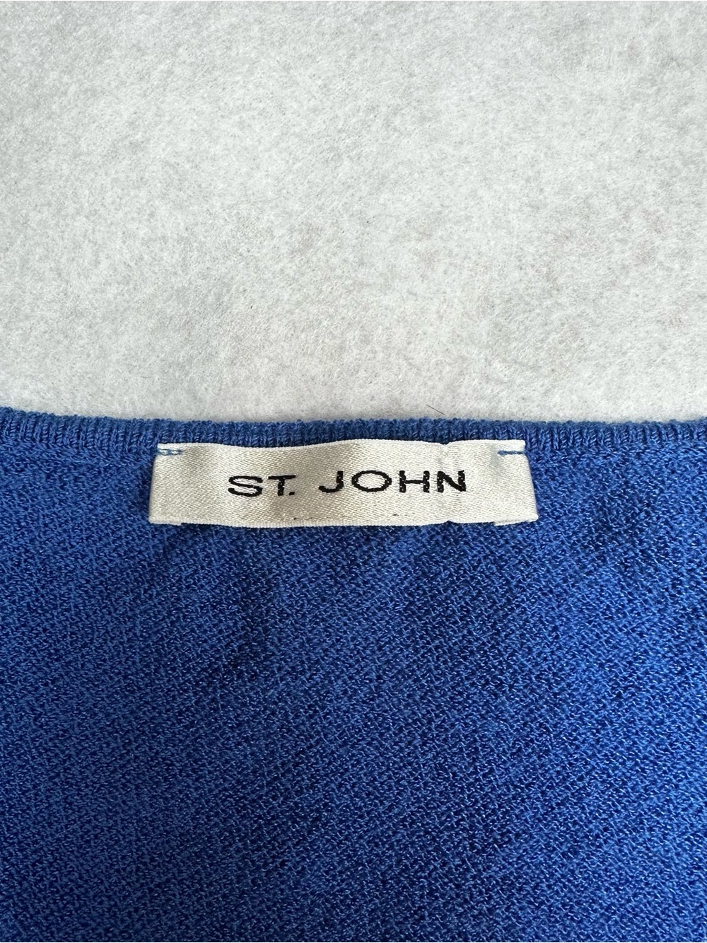 St. John Blue Cropped Wool Rayon Knit Shell Tank Top Scoop Neck M - Picture 3 of 8